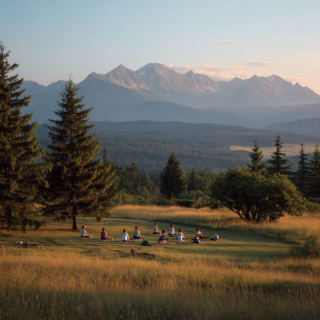 Інструктор йоги допомагає учню з позою